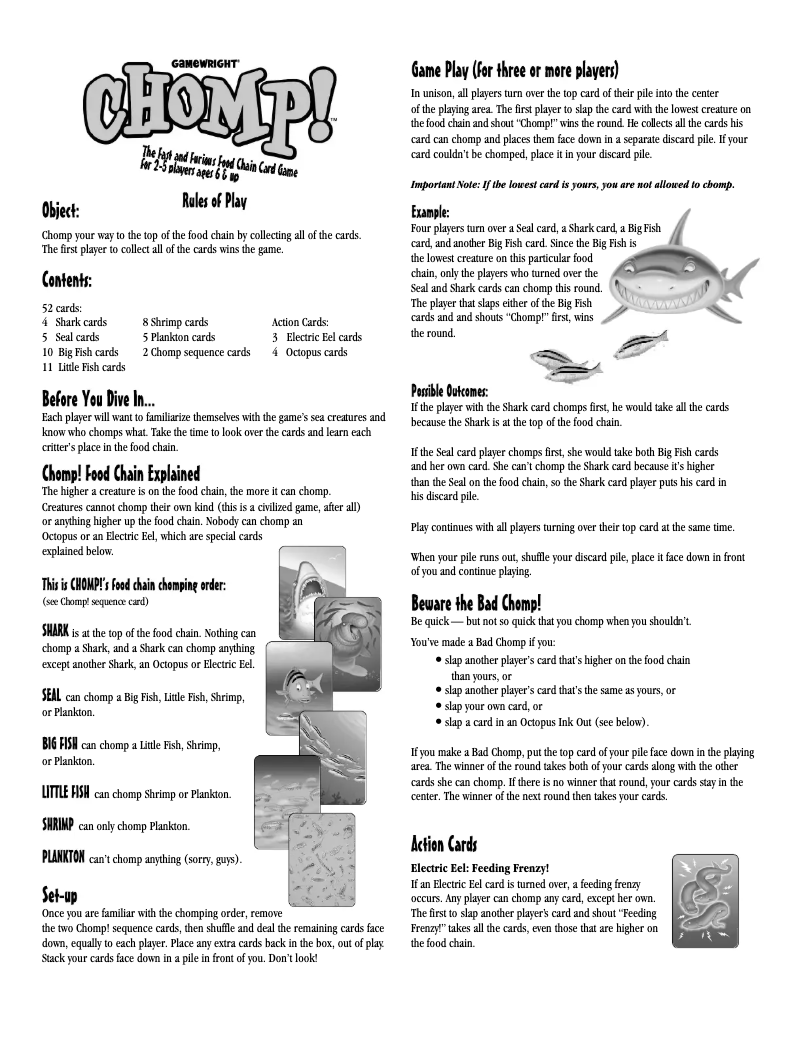 Page n°1 - Manuel utilisateur Gamewright Chomp!