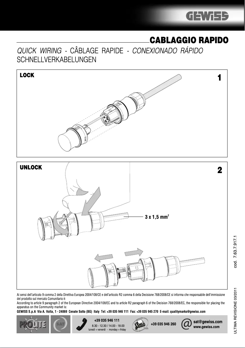 Page 1 de la notice Manuel utilisateur Gewiss GW80034F