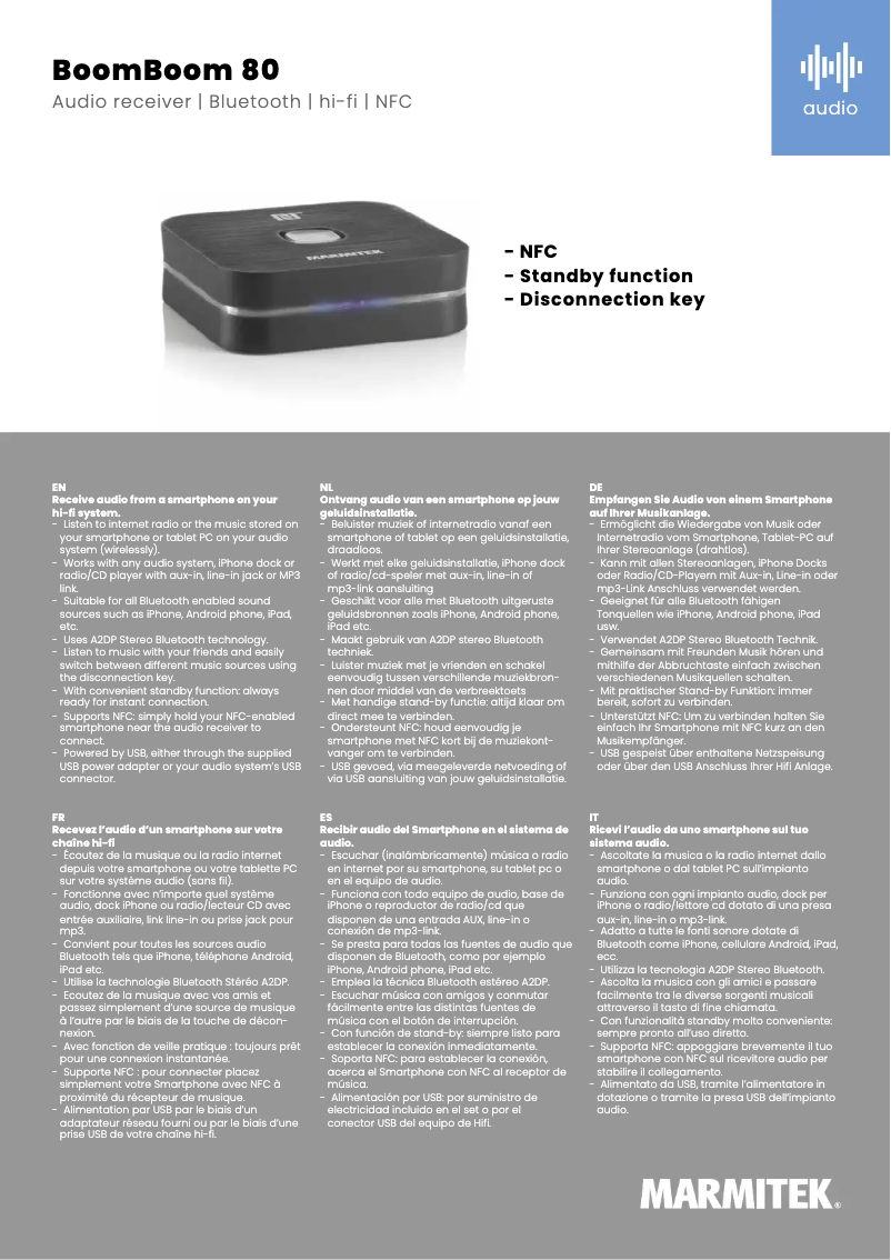 Image de la première page du manuel de l'appareil BoomBoom 80