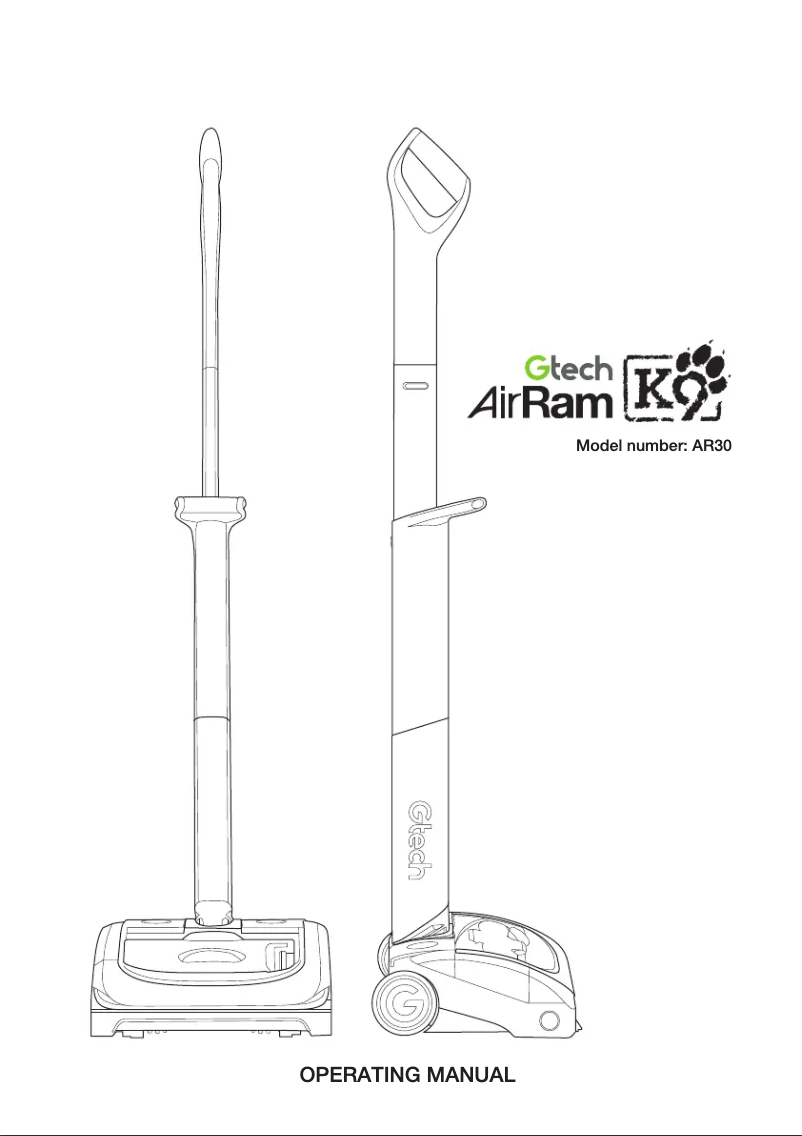 Page 1 de la notice Manuel utilisateur Gtech AirRam MK2 AR30