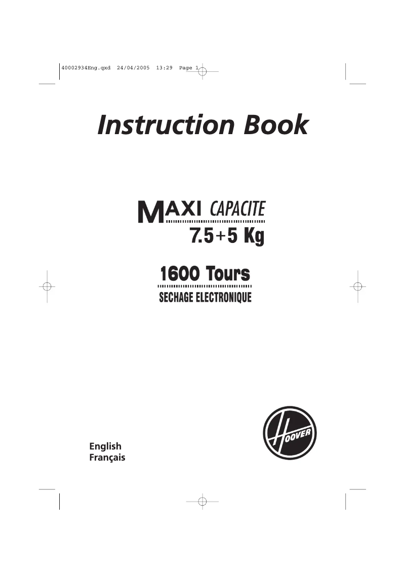 Page n°1 - Manuel utilisateur Hoover HW 556-47