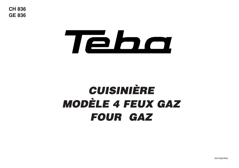 Page 1 de la notice Manuel utilisateur Teba GE 836