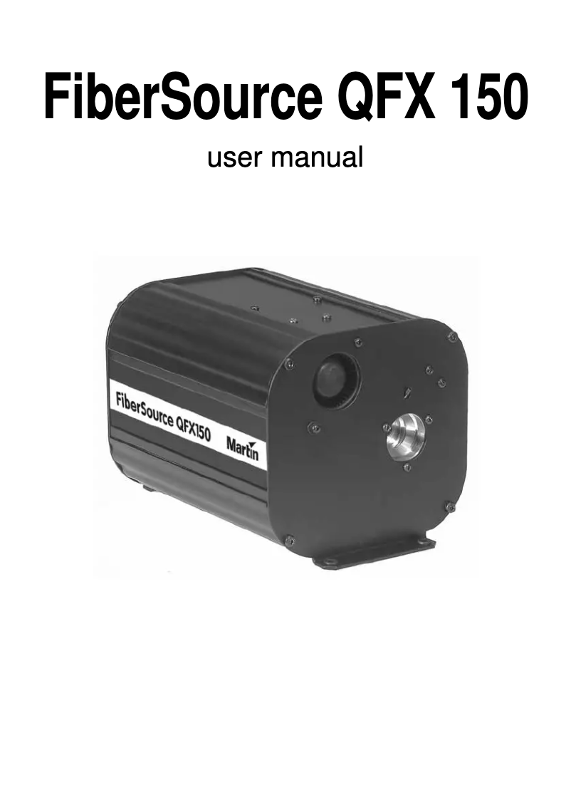 Page 1 de la notice Manuel utilisateur Martin FiberSource QFX150