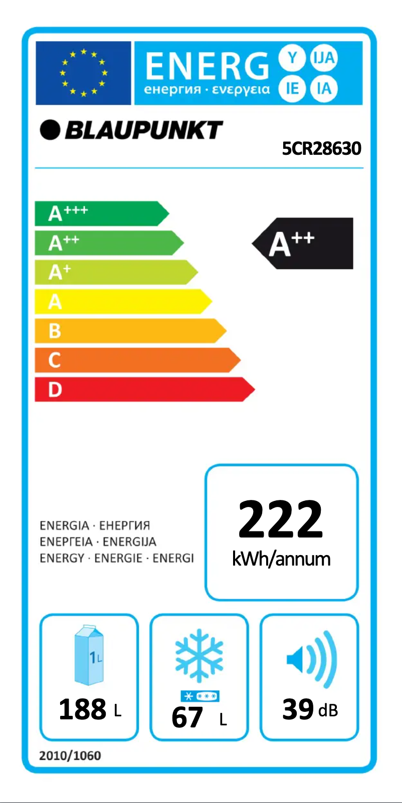 Page n°1 - Label énergétique Blaupunkt 5CR28630