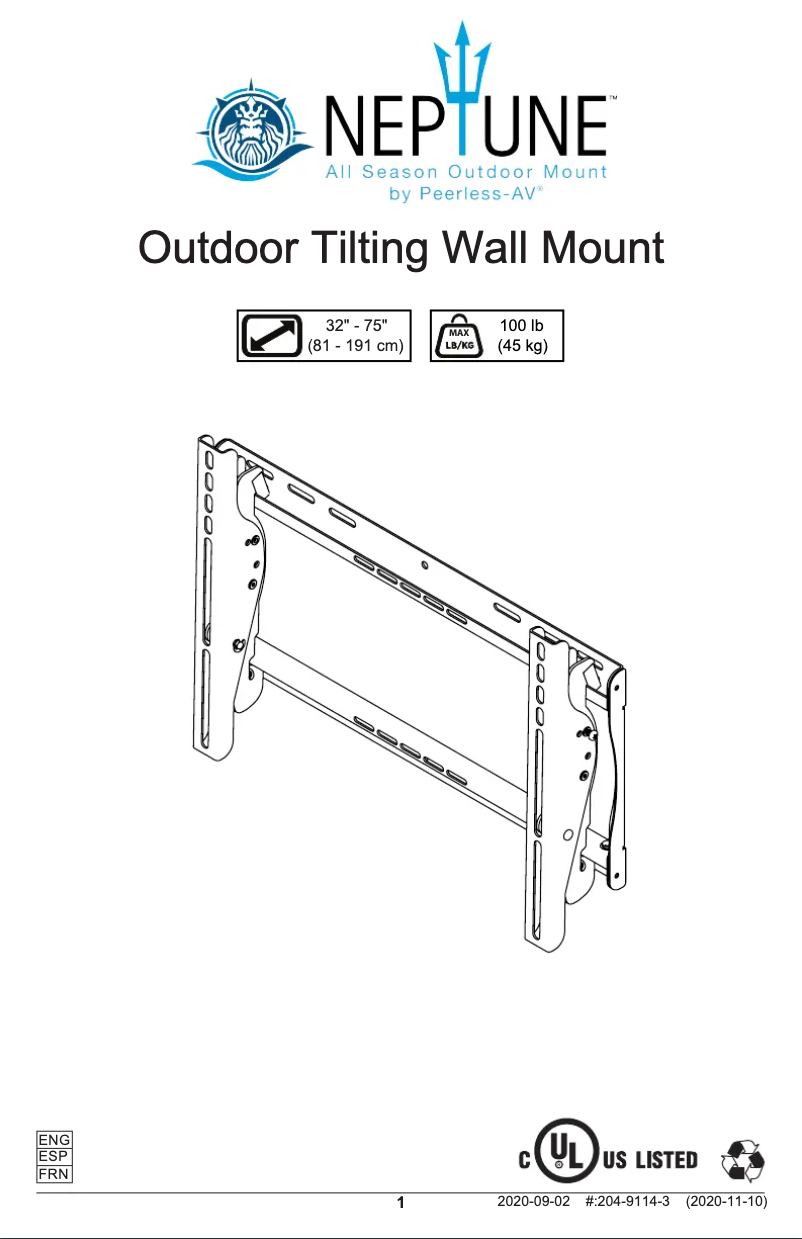 Page 1 de la notice Instructions / montage Peerless-AV NT653