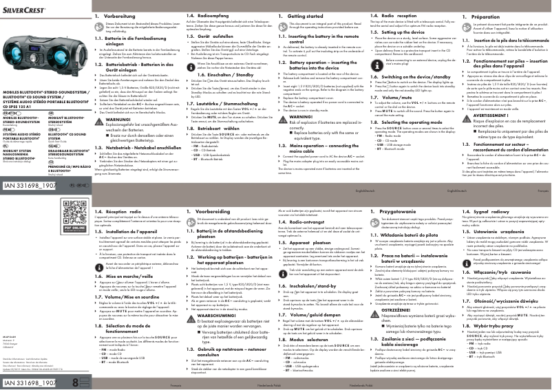 Image de la première page du manuel de l'appareil SPSS 125 A1