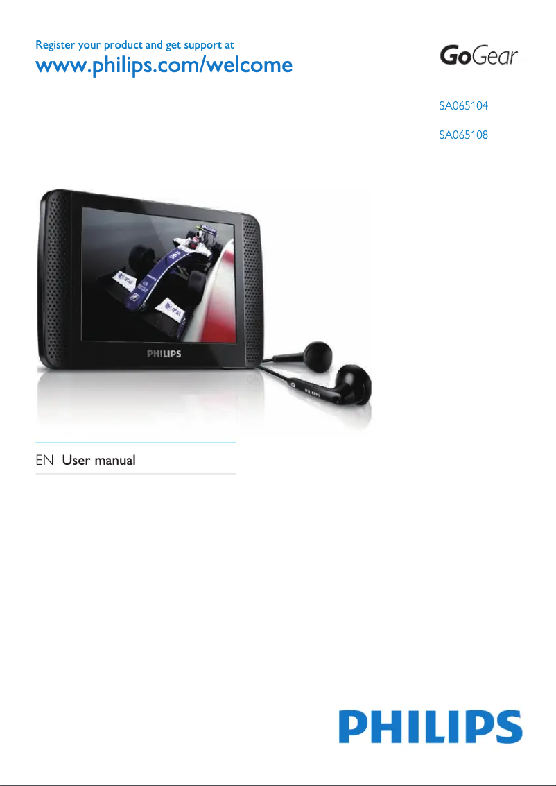 Image de la première page du manuel de l'appareil GoGear SA065104K