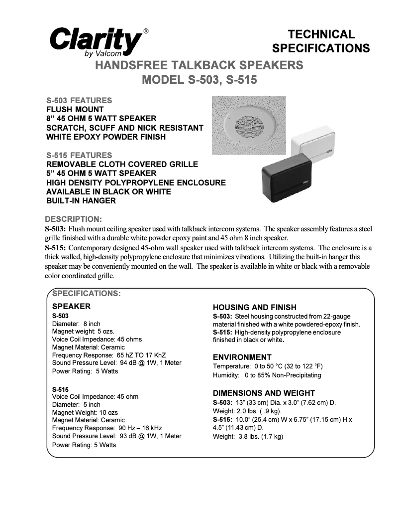 First page image of the manual for S-503