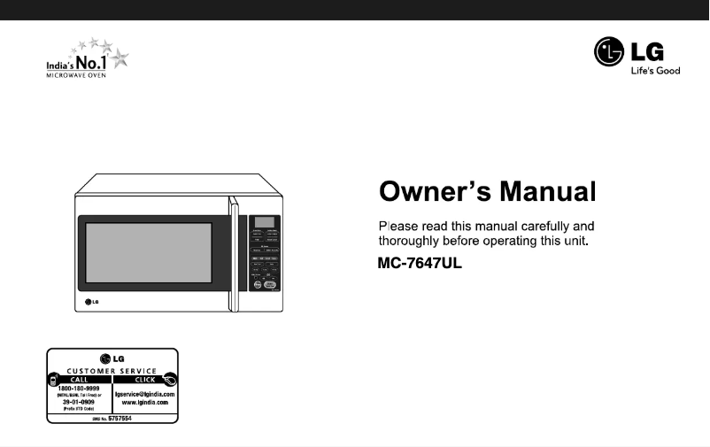 Page 1 de la notice Manuel utilisateur LG MC-7647UL