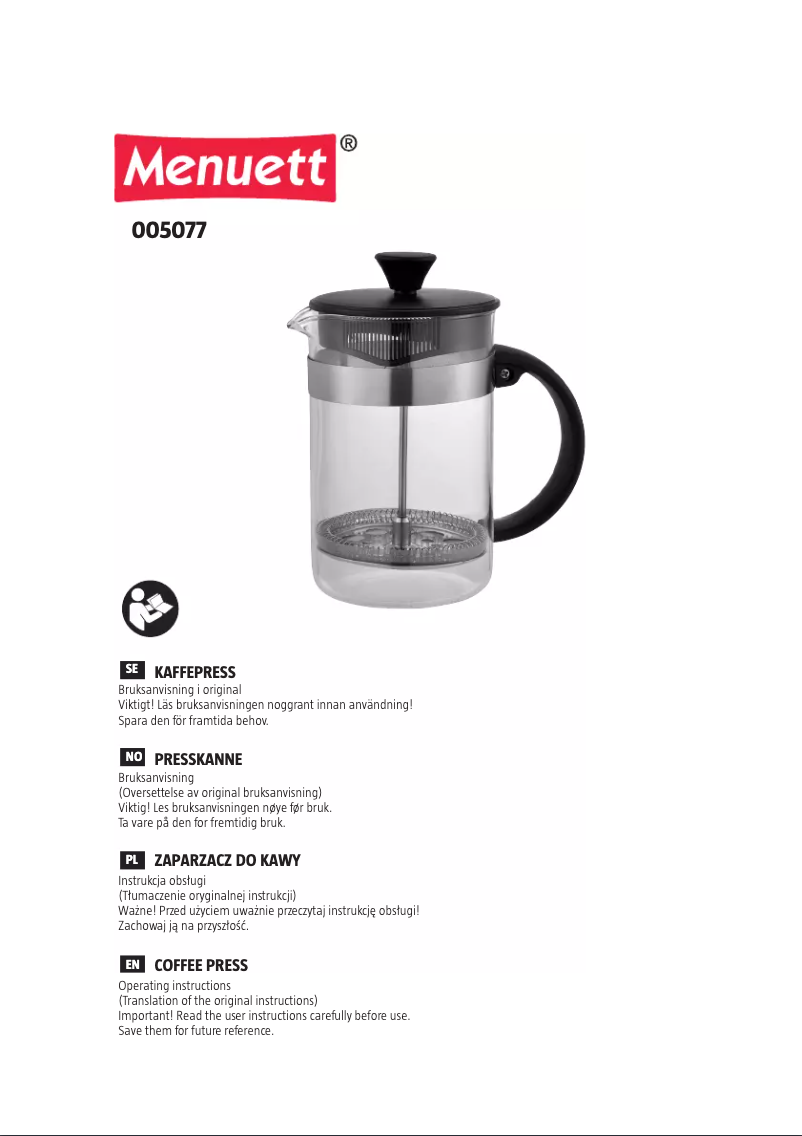 Page n°1 - Manuel utilisateur Menuett 005077