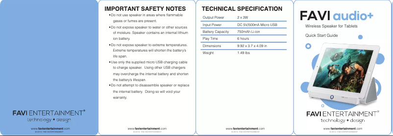 Page n°1 - Manuel utilisateur Favi Entertainment S2C08-BL