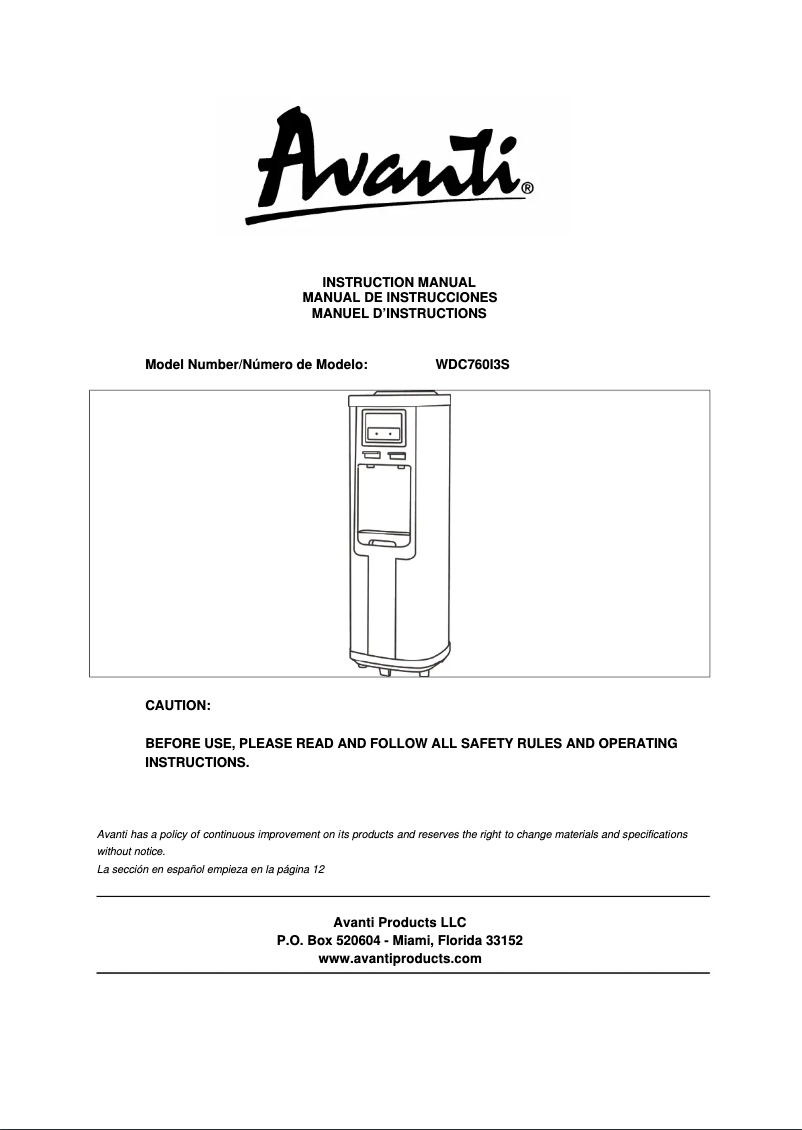 Image de la première page du manuel de l'appareil WDC760I3S