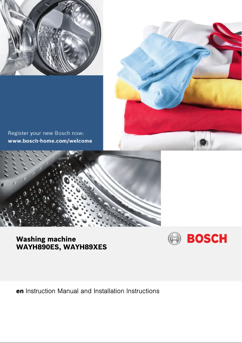 Page 1 de la notice Manuel utilisateur Bosch WAYH890ES
