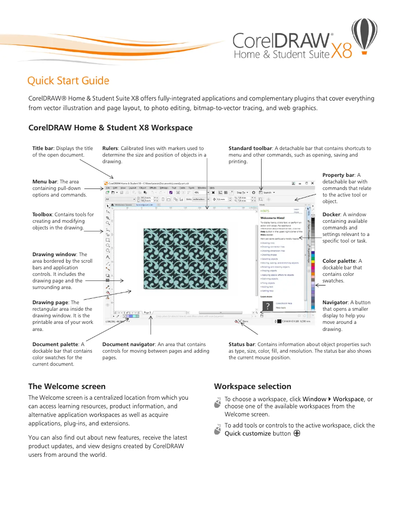Page n°1 - Manuel utilisateur Corel Draw Home & Student Suite X8