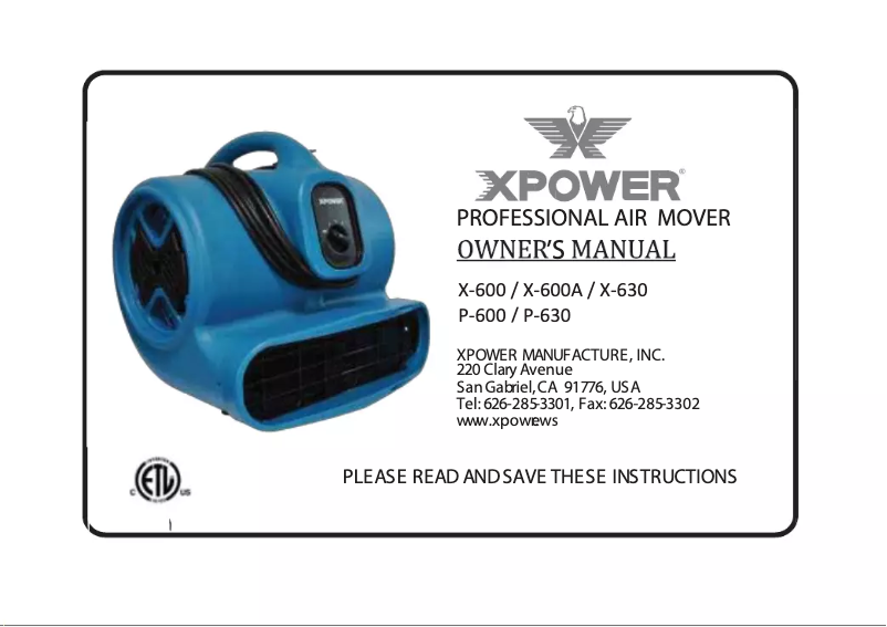 Página 1 del manual Manual de usuario XPower P-630HC