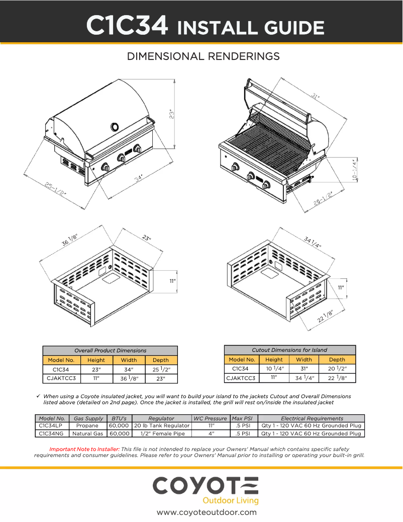 Page 1 de la notice Guide d'installation Coyote C1C34LP