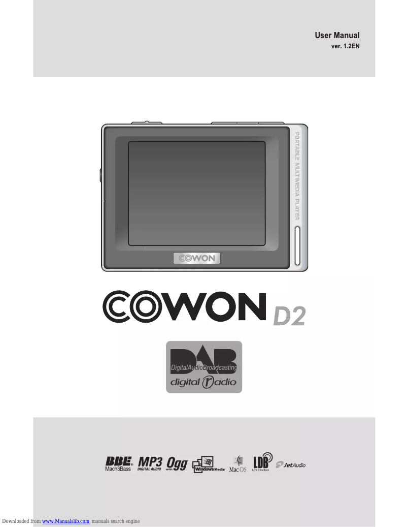 Page 1 de la notice Manuel utilisateur Cowon D2-DAB