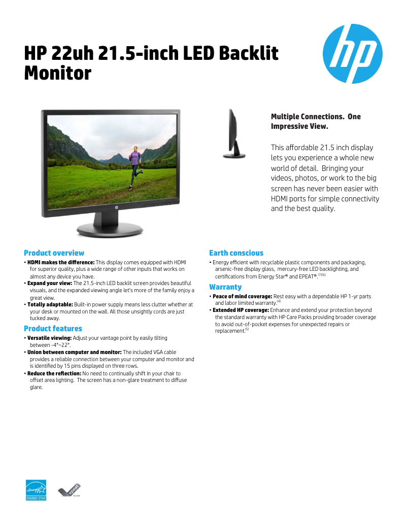 Page 1 de la notice Fiche technique HP 22uh