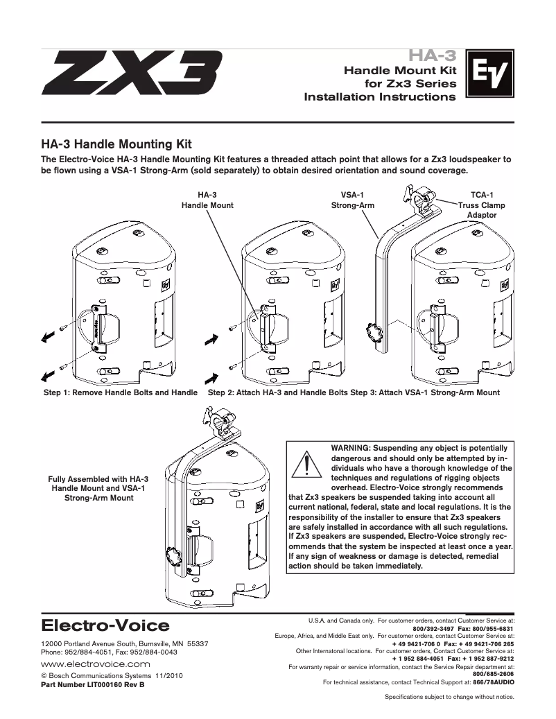 Page n°1 - Manuel utilisateur Electro-Voice ZX3-90
