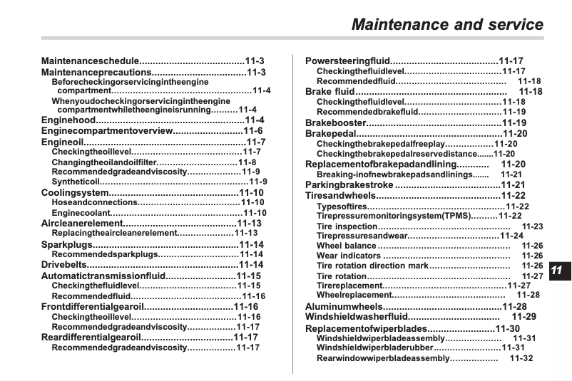 Página 1 del manual Manual de uso y mantenimiento Subaru Tribeca (2011)