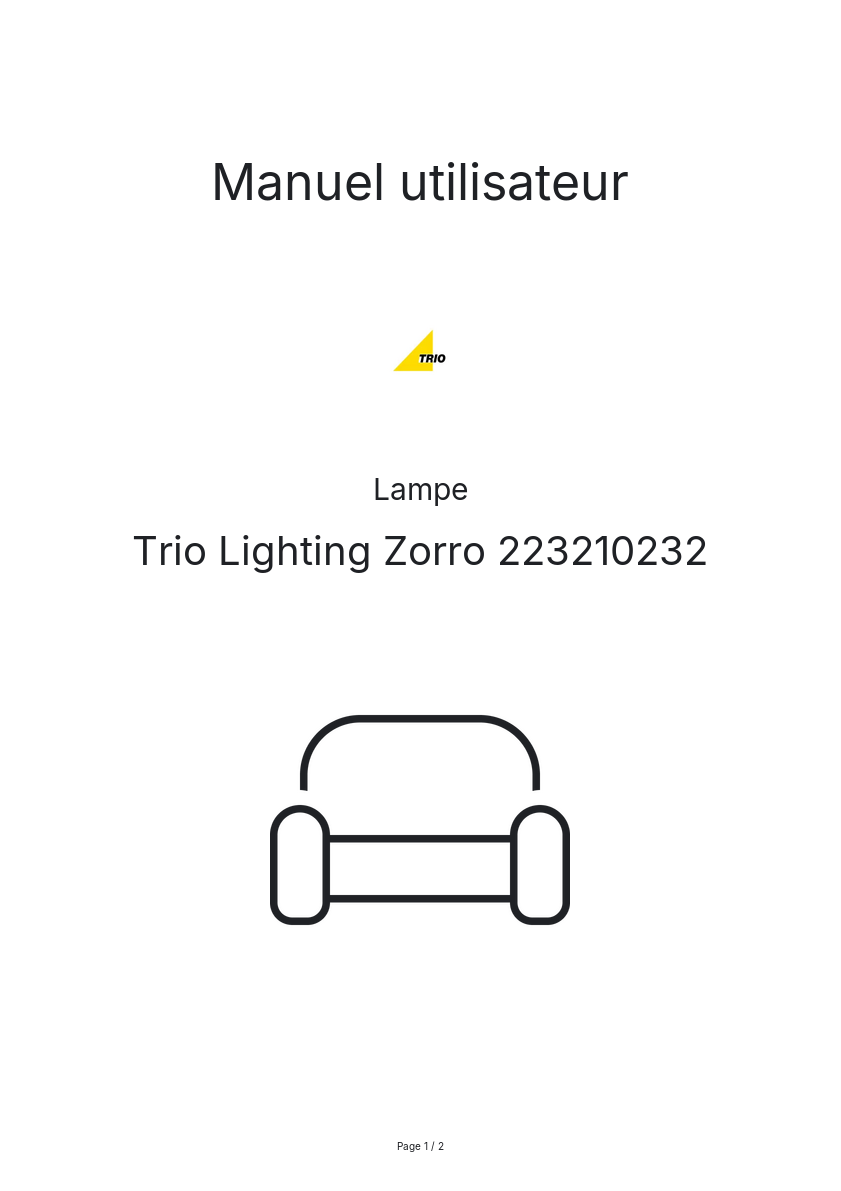 Page n°1 - Manuel utilisateur Trio Lighting Zorro 223210232