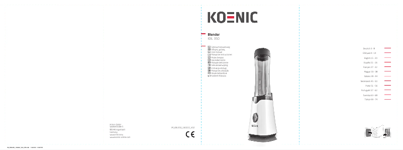 Image de la première page du manuel de l'appareil KBL 350