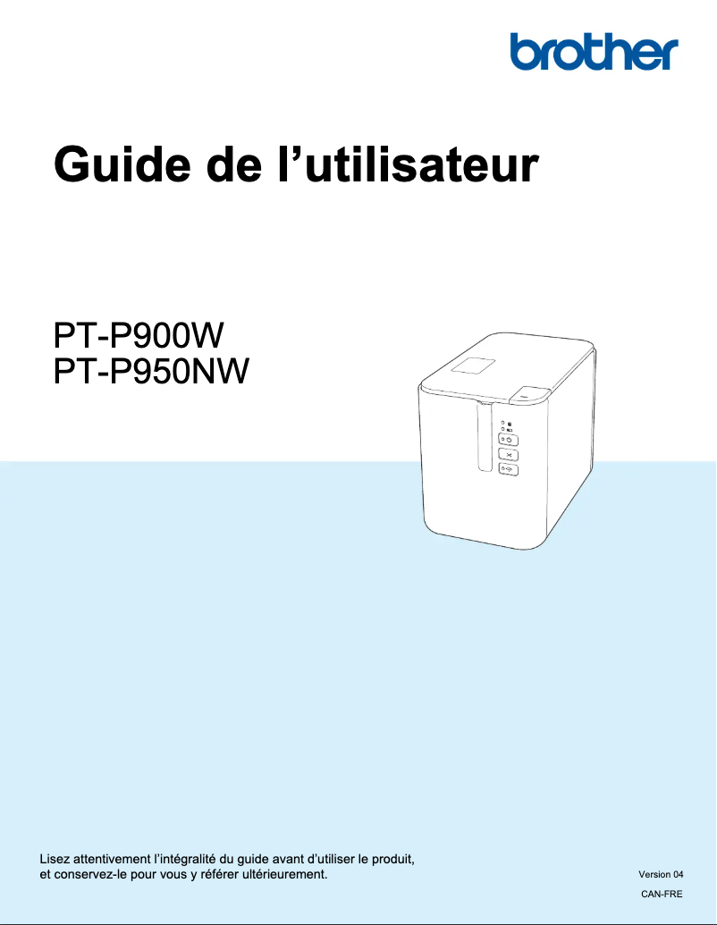 Image de la première page du manuel de l'appareil P-Touch P950NW