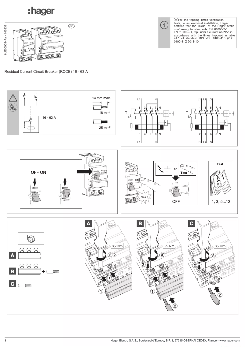 Page n°1 - Manuel utilisateur Hager CD440B