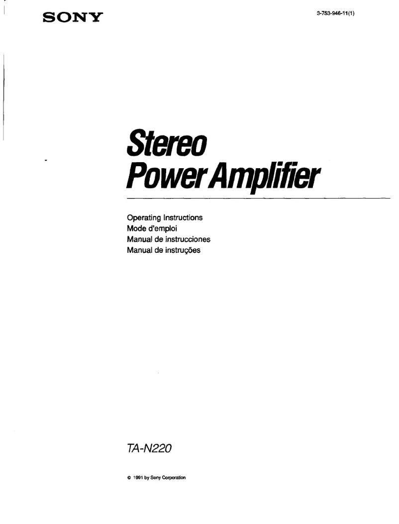 Page n°1 - Manuel utilisateur Sony TA-N220