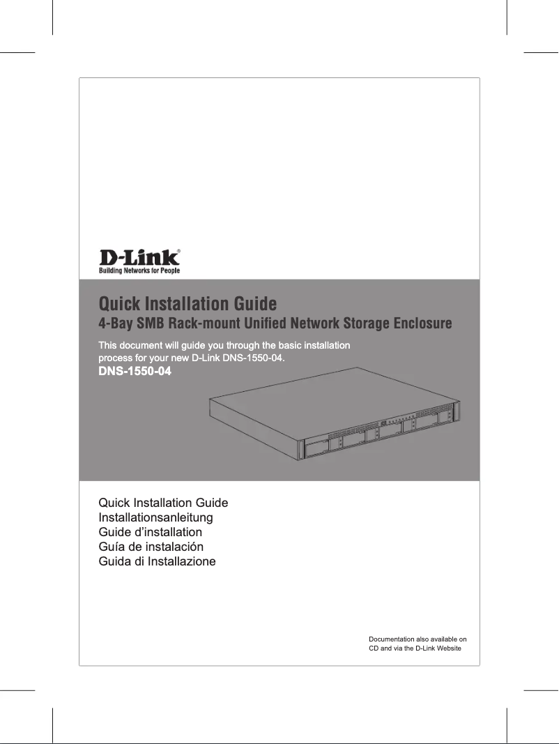 Page n°1 - Guide de démarrage rapide D-Link DNS-1550-04