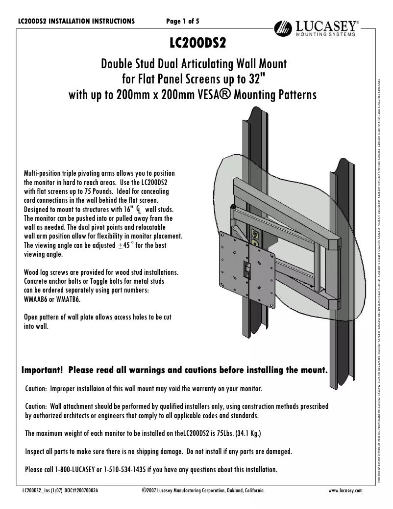 Page n°1 - Manuel utilisateur Lucasey LC200WDA