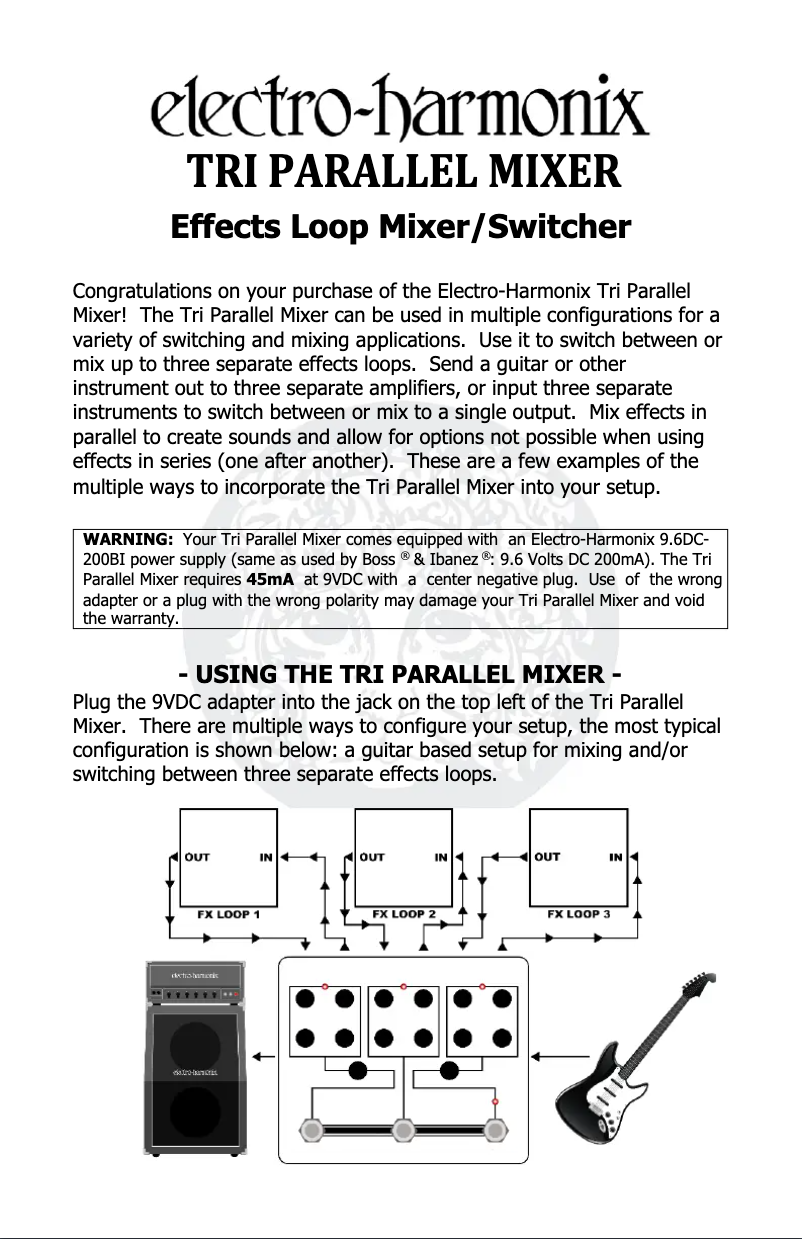 Image de la première page du manuel de l'appareil Tri Parallel Mixer