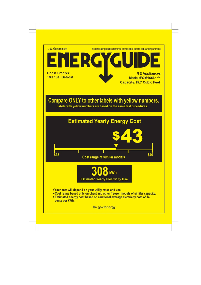 Page n°1 - Label énergétique GE FCM16SLWW