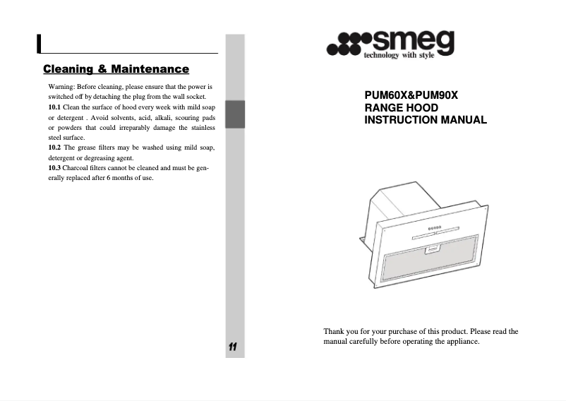 Page n°1 - Manuel utilisateur Smeg PUM60X