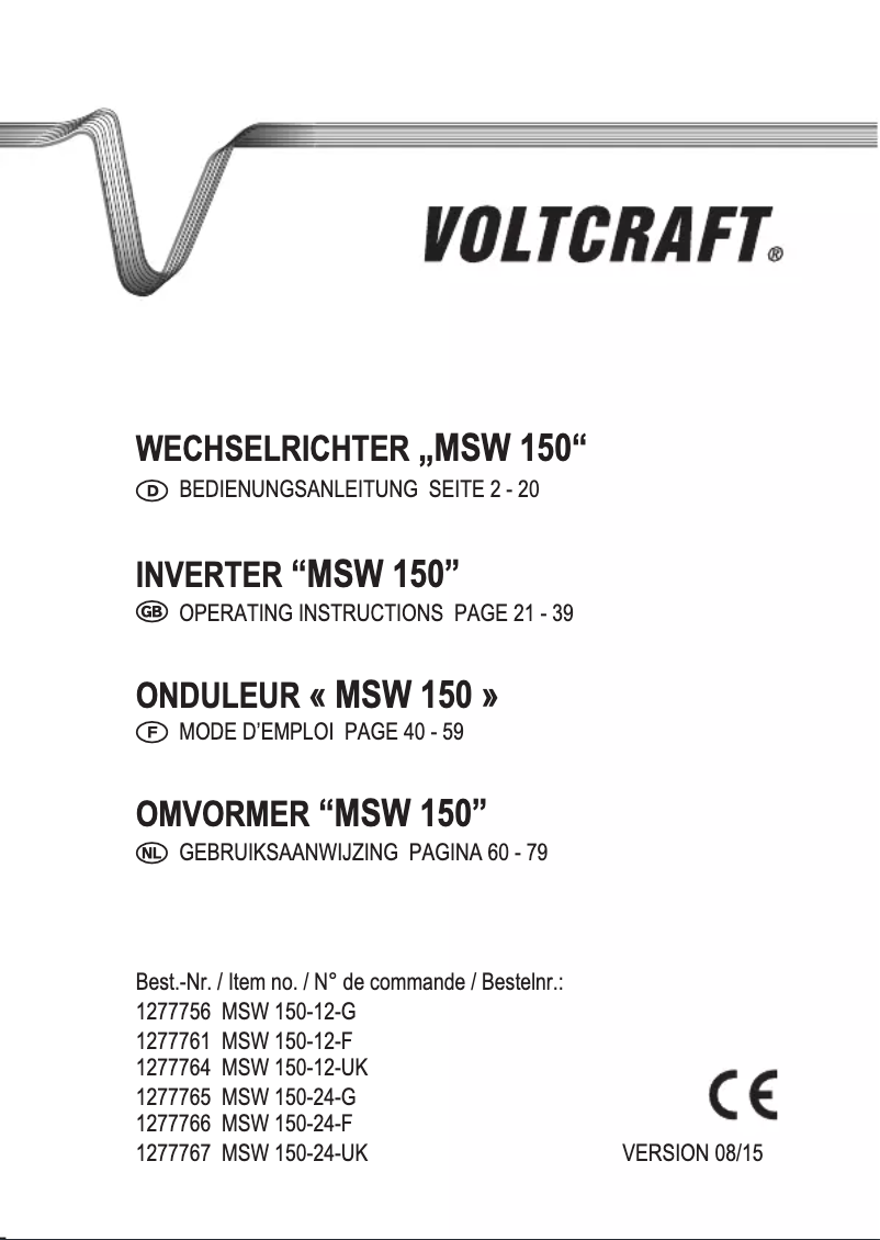 Page n°1 - Manuel utilisateur Voltcraft MSW 150-12-F