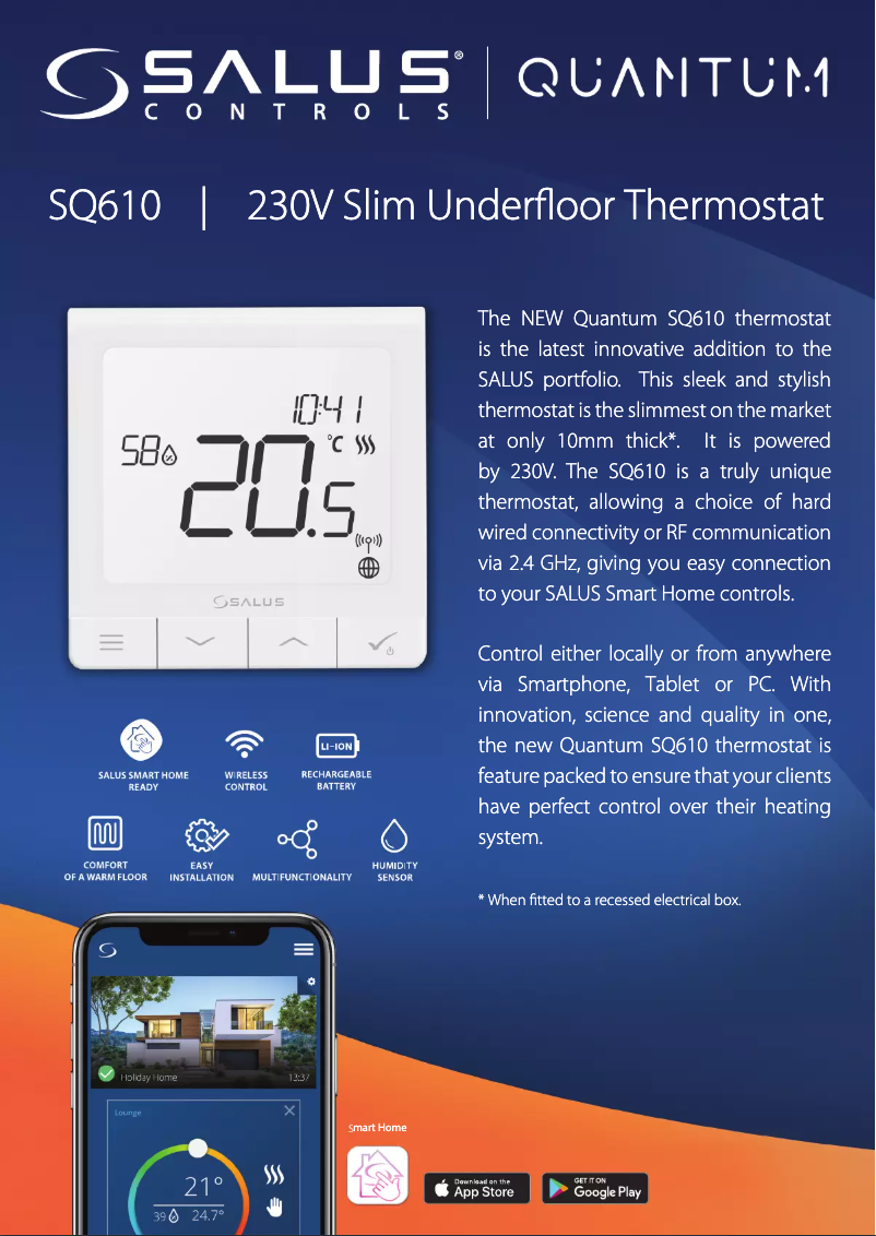 Page 1 de la notice Fiche technique Salus SQ610