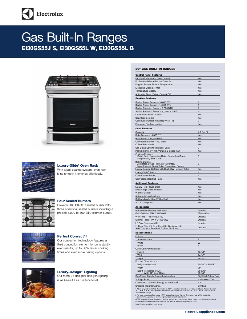Page n°1 - Fiche technique Electrolux EI30GS55LB