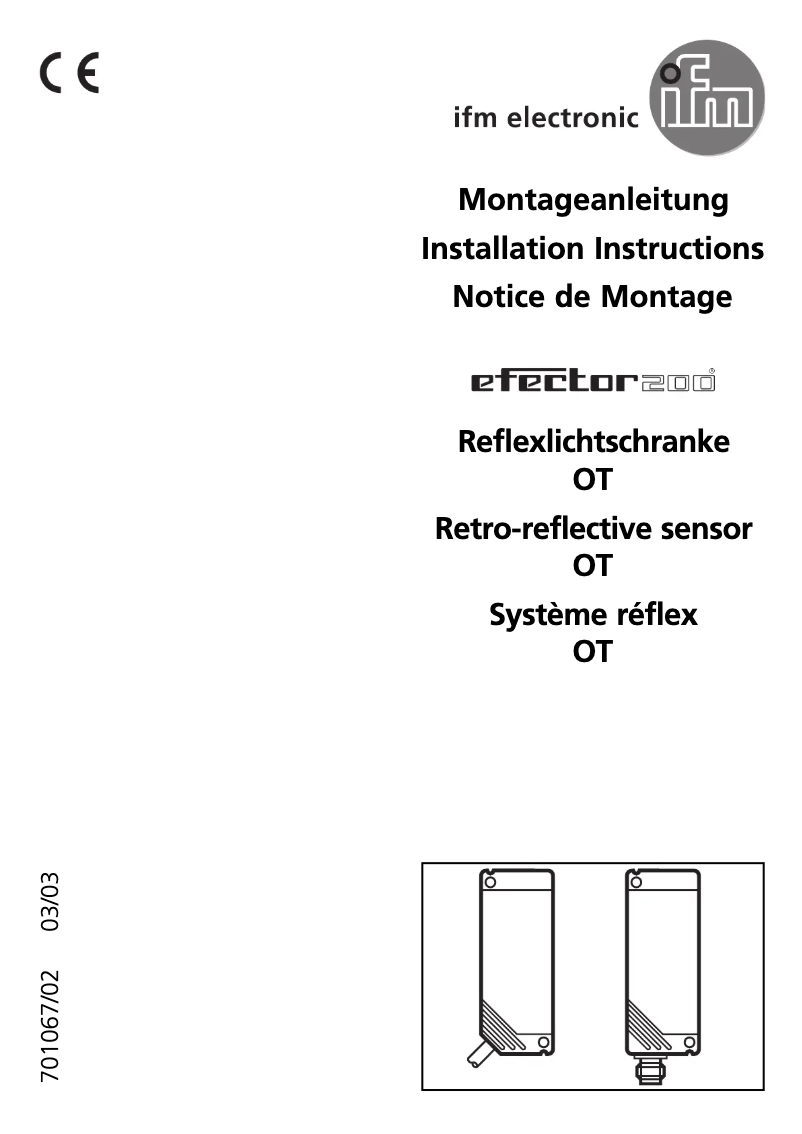 Page 1 de la notice Manuel utilisateur IFM OT5024
