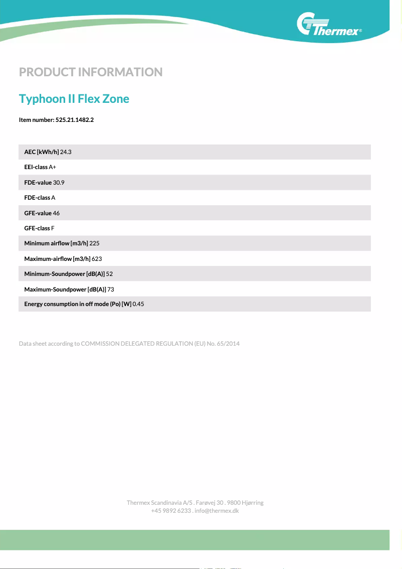 Page n°1 - Fiche technique Thermex Typhoon II Flex Zone