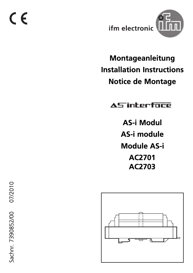 Page 1 de la notice Manuel utilisateur IFM AC2703