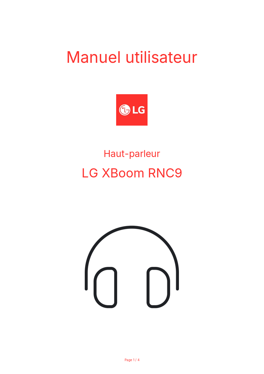 Page n°1 - Manuel utilisateur LG XBoom RNC9
