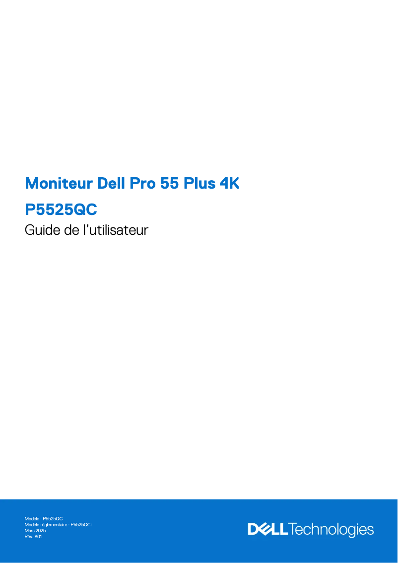 Page 1 de la notice Manuel utilisateur Dell P5525QC