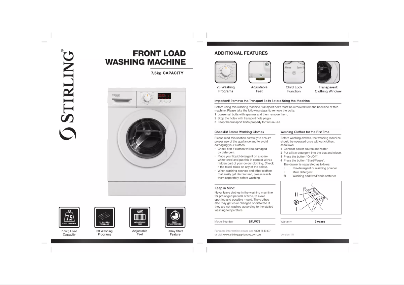 Page 1 de la notice Manuel utilisateur Aldi SFLW75
