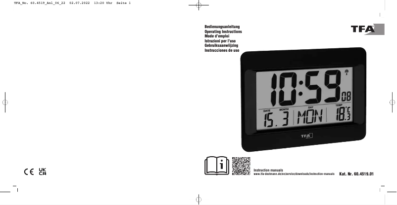 Image de la première page du manuel de l'appareil 60.4519.01