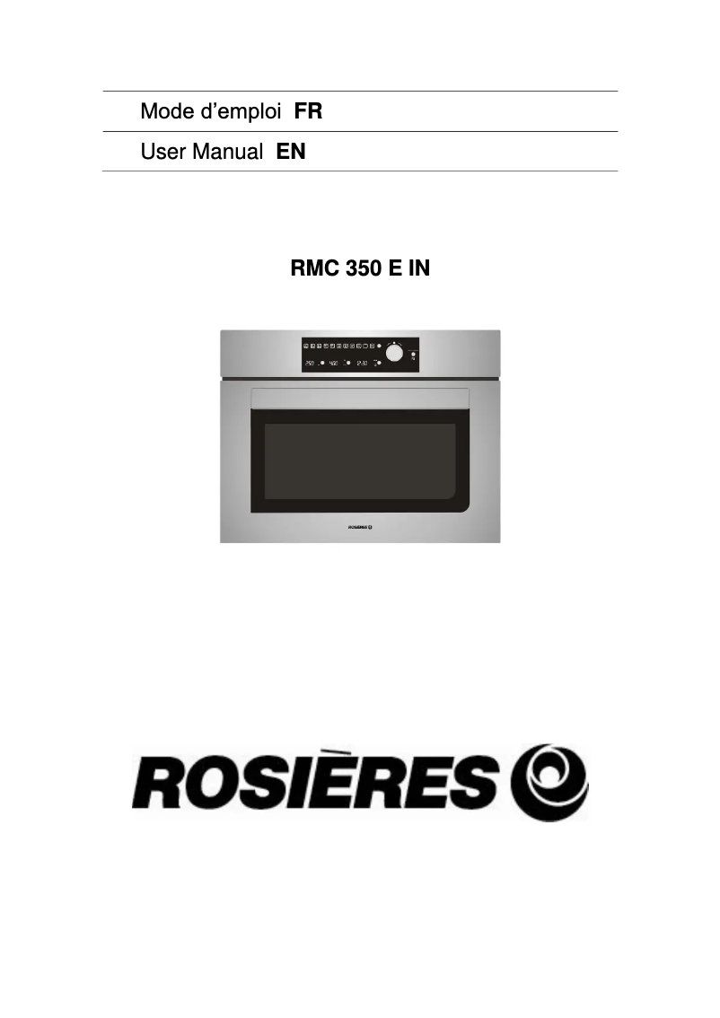 Page n°1 - Manuel utilisateur Rosieres RMC 350 EIN