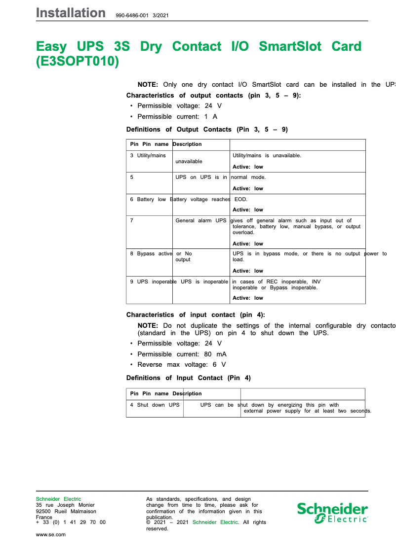 Page 1 de la notice Manuel utilisateur APC E3SOPT010