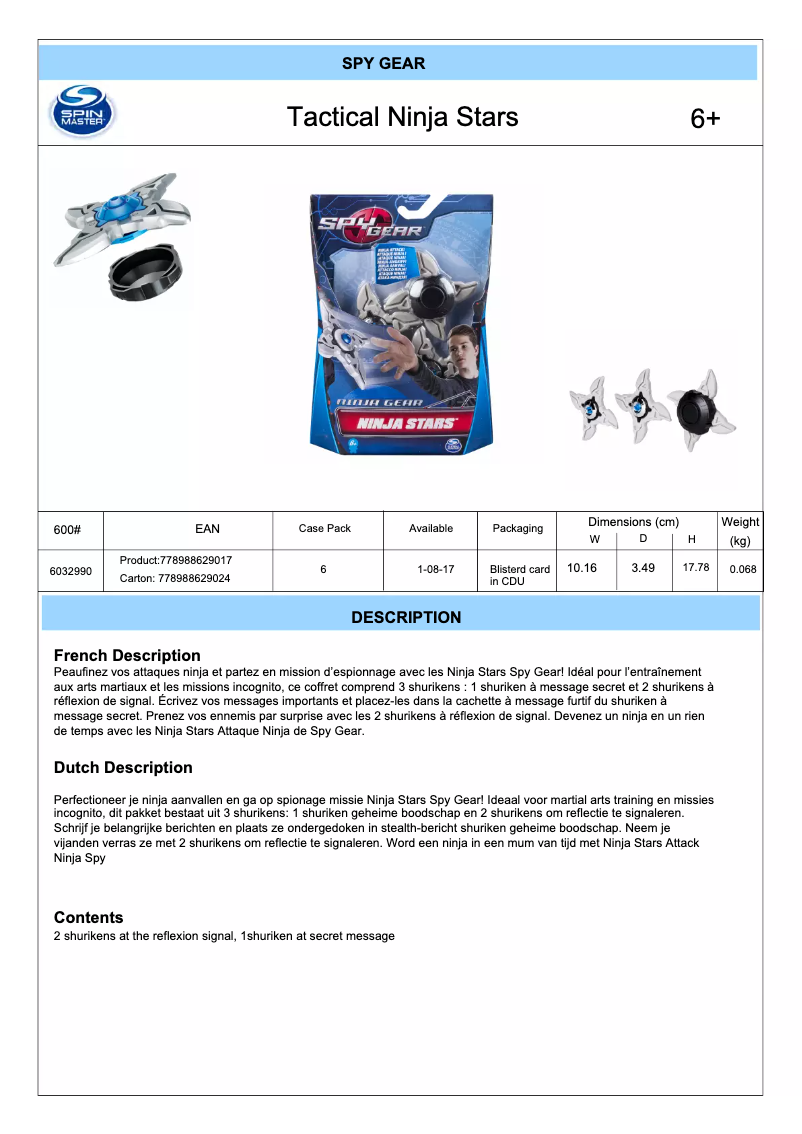 Image de la première page du manuel de l'appareil Tactical Ninja Stars