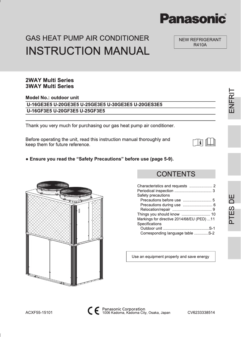 Page 1 de la notice Manuel utilisateur Panasonic U-16GE3E5