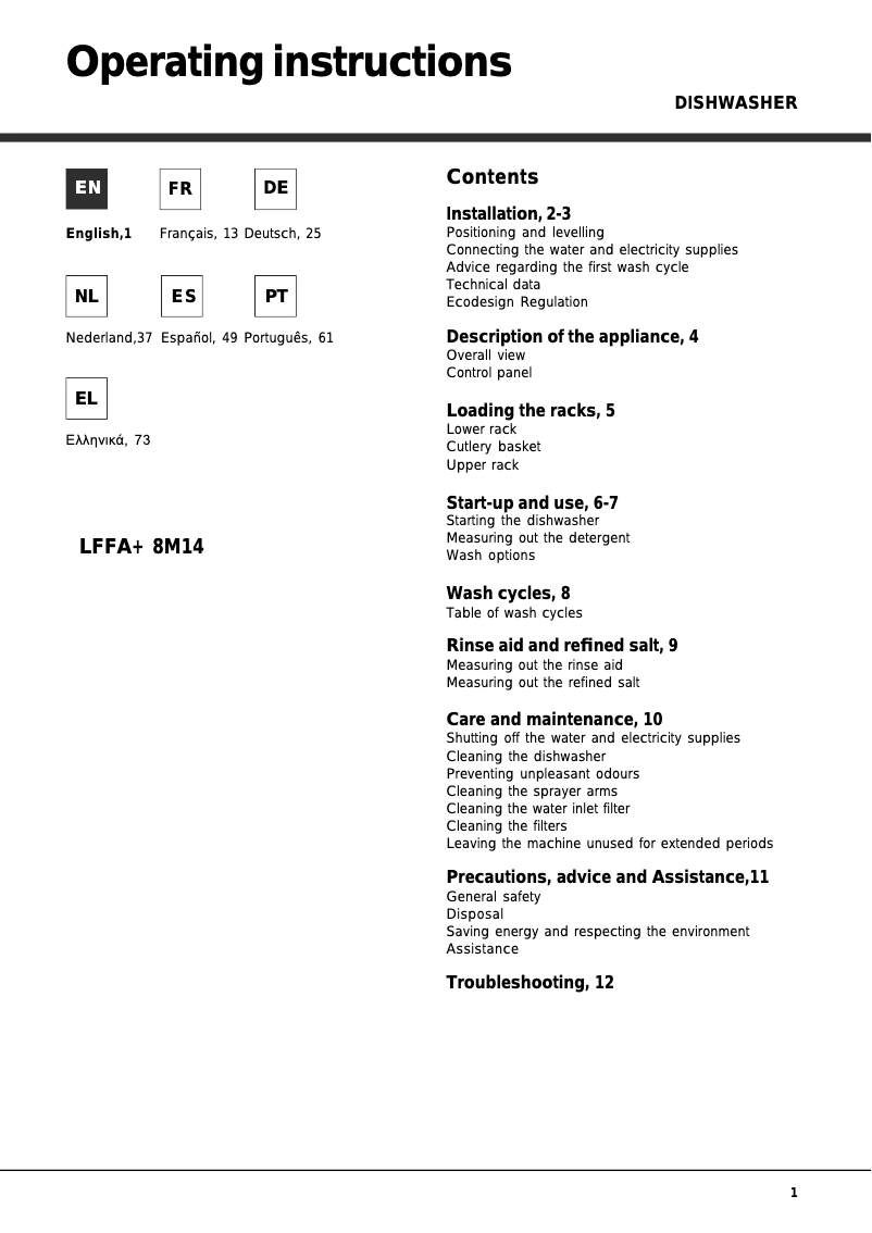 Image de la première page du manuel de l'appareil LFFA plus 8M14