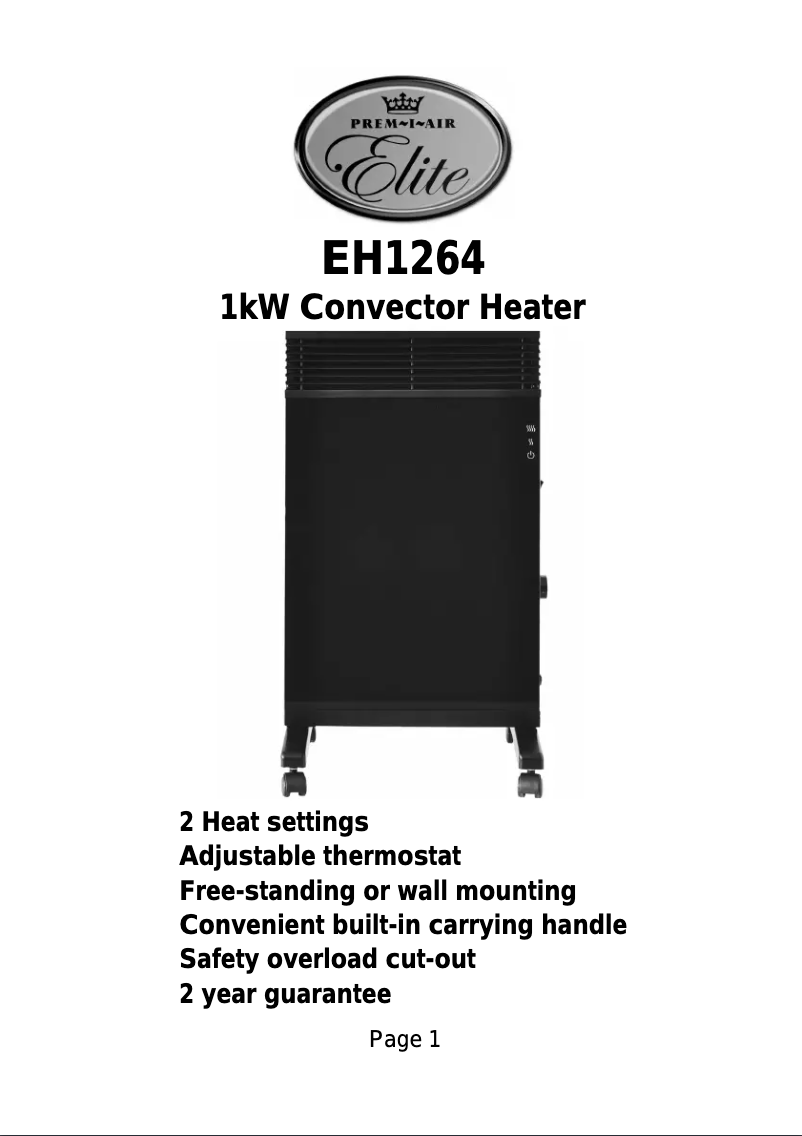 Page n°1 - Manuel utilisateur Prem-I-Air EH1264